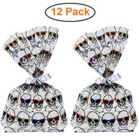 Halloween Party Favor Bags, 12 Pack, Skeleton Cellophane Treat Bags for Halloween Candy and Toys to Prepare for the Spookiest of Soirees, Cool and Spooky Goodie Bags, Odorless and Safe, 11.5 x 5 Inch.