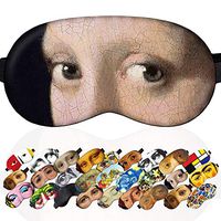 Sleep Mask Masterpieses for Women - 100% Soft Cotton - Eye Sleeping Mask Night Cover Blindfoldfor Travel Airplane (Girl with a Pearl Earring, Gift Pack)