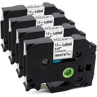Replace P Touch Flexible ID Label Tapes TZe-FX231 FX231 12mm 0.47 Inch Laminated White Tape Work with P-Touch PTD200 PT2030 PT1010 PTD400 Labeler, 26.2 Feet 8 M, 4-Pack