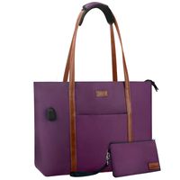 Laptop Tote Bag for Women Teacher Work Office USB Bags Fits 15.6 inches Laptop (Purple)