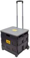 dbest products Quik Cart two wheeled collapsible handcart with grey lid rolling utility with seat heavy duty lightweight