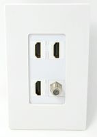 RiteAV - 3 x HDMI and 1 x Coax Cable TV F Type Port Wall Plate Screwless Decorative - White