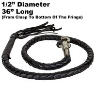 All Black 36" Long 1/2" Diameter Naked Soft Genuine Leather Motorcycle Get Back Whip