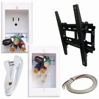 PowerBridge Solutions ONE-PRO-6-TVMS PRO-Series Single Outlet Cable Management System with Flat Screen LED TV Mount for Small 17-Inch to 37-Inch Television Screens