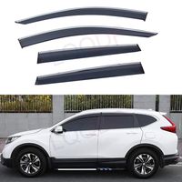 LQQDP 4pcs Smoke Tint With Chrome Trim Outside Mount Tape On/Clip On Style PVC Sun Rain Guard Vent Shade Window Visors Fit 17-20 Honda CRV CR-V