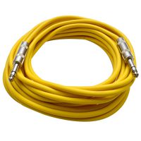 Seismic Audio - SATRX-25Yellow - 25 Foot Yellow 1/4" TRS Patch Cable - Balanced Cord - Effects