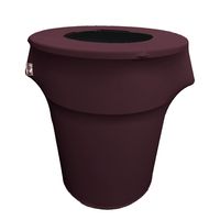 LA Linen Stretch Spandex Trash Can Cover 44-Gallon Round, Eggplant
