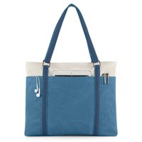 Wxnow Women Canvas Tote Handbag Laptop Tote Bag Fits 15.6 Inch Laptop Shoulder Bag Business Work School Blue