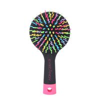 Eye Candy Hairbrush Magic Rainbow Hair Brush Volume Brush Massage Comb with Back Mirror (Black)
