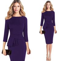 Hemlock Business Dress Lady, Women's Bodycon Dress Formal Dress Office Lady Dress Elegant Tunic Dress (S, Purple)