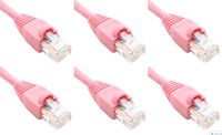 Ultra Spec Cables Pack of 6 - Pink 2FT Cat6 Ethernet Network Cable LAN Internet Patch Cord RJ45 Gigabit