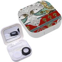 Portable Contact Lens Case Box Travel Kit Mirror + Bottle + Tweezers Container Holder [ Paisley Wrapping Paper ]