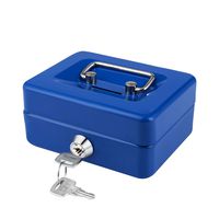 Cash Box with Lock and Slot for Kids Small Cash Box with Money Tray Metal Piggy Bank Safe Box 4.9" x 3.7" x 2.4" Blue