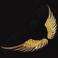 KitMax (TM) Pack of 2 Pairs 3D Angel Wings Metal Auto Car Truck Laptop iPad Window Wall Motorcycle Decor Decal Sticker (Golden)