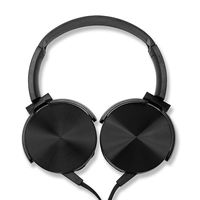 OCT17 Over Ear Headphone Earphone Headset with Mic Wired Noise Cancellation Modern Metallic Design - Black