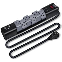 Nekteck Power Strip Surge Protector with 2 USB Ports and 6-Outlets 90/180 Degree Pivot-Plug, 360 Degree Rotating Flat Plug with 6 Foot Power Cord,Free with 1 Foot 14 AWG Extension Cord, UL Listed