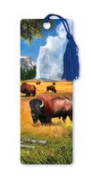 Dimension 9 3D Lenticular Bookmark with Tassel, Yellowstone National Park Featuring Old Faithful Geyser and Bison (LBM114)