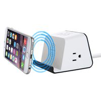 Desk Power Strip with Wireless Charger 2 Outlets and 4.8A Output USB Charging Dock Station,Desktop Power Socket,Wireless Charger Power Strip