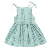 haoricu Summer Girls Beach Flower Striped Dress Girls Sleeveless Sling Party Chiffon Tutu Shirt Dress (2T, Blue)