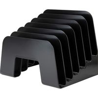 1InTheOffice Plastic Incline Desktop File Sorter, 6 Compartments, Black
