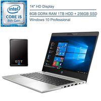 2020 HP ProBook 440 G6 14" Business Laptop Computer, Intel Quad-Core i5-8265U(Beats i7-7500U), 8GB DDR4, 1TB HDD + 256GB SSD, 802.11AC WiFi, Windows 10 Professional + EST 500GB External Hard Drive