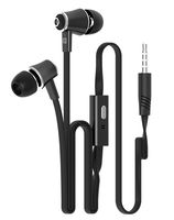 New Fashion Candy Color Original Earphones with Microphone Super Bass Noodle Line Earbuds Headphones Headset For iphone 6 6s Xiaomi Smartphone (Black)