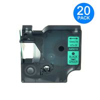 KCMYTONER Compatible for DYMO D1 Label 45019 1/2" 12mm Labels Tape use in LabelManager 160 280 420P PnP 220P 500TS Wireless Plug n Play, LabelWriter 450 Duo - Black on Green,20 Pack