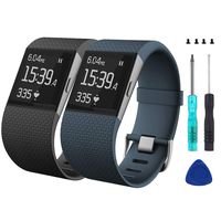 Wizvv Compatible Bands Replacement for Fitbit Surge, with Metal Buckle Fitness Wristband Strap Women Men Large Small (2 Pack)