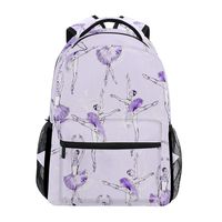 Wamika Ballet Ballerinas School Backpack Waterproof Shoulder BookBag, Purple Dancer Laptop Bag Casual Day Pack Outdoor Travel Sports Bags for Women Men Kids
