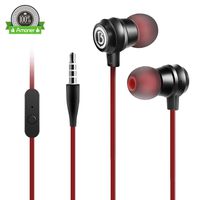 Earbud Headphones, Wired in-Ear Earbuds Headphones Noise Isolation Headsets Heavy Bass Earphones with Microphone Compatible with Most Smartphones All 3.5mm Devices (RED)