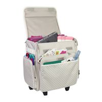Everything Mary Collapsible Rolling Craft Bag, Tan - Wheeled Scrapbook Tote for Scrapbooking & Art - Travel Organizer Storage Bin for Paper, Glue, Tape - Roller Cart for Teachers & Medical...