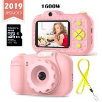 K KUMEED Gifts Kids Toy Camera 16.0MP HD 2.4 Inches Screen Kids Video Camera Anti-Drop Children Selfie Toy Mini Cartoon Child Camcorder with 16GB Memory Card for 3-14 Year-Old (Pink)