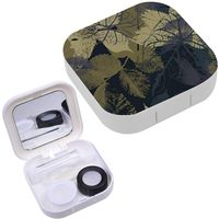 Portable Contact Lens Case Box Travel Kit Mirror + Bottle + Tweezers Container Holder [ Leaves ]