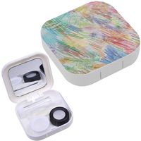 Portable Contact Lens Case Box Travel Kit Mirror + Bottle + Tweezers Container Holder [ Color Pencils ]
