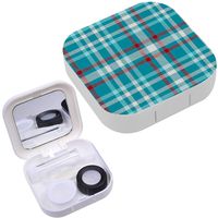 Portable Contact Lens Case Box Travel Kit Mirror + Bottle + Tweezers Container Holder [ Turquoise Blue Red White Color ]