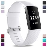 Hamile Bands Compatible with Fitbit Charge 3, Waterproof Replacement Watch Strap Fitness Sport Band Wristband for Fitbit Charge 3, Large, Bright White