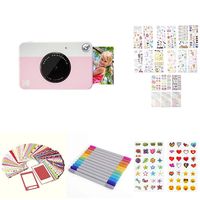 KODAK PRINTOMATIC Digital Instant Print Camera (Pink) with 2ʺx3ʺ Premium Zink Photo Paper (20 Sheets), Soft Camera case, Zink Paper Unique Colorful Stickers & Photo Album Accessories