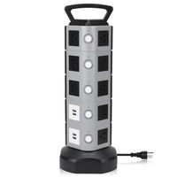 SUPERDANNY SDD005-5 Power Strip Tower Surge Protector 18 Outlet Plugs with 4.2A 4-USB Slot Electric Fast Charging Station 3000W 13A 16AWG 6.5ft Heavy Duty Cord Wire Extension for Home Office