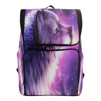 Naanle Magic Galaxy Wolf Print Casual Daypack College Students Multipurpose Backpack Large Travel Hiking Bags Computer Bag for Men Women