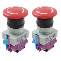 Nxtop 2PCS 600V 10A Red Mushroom Emergency Stop Push Button Switch 22mm NO NC