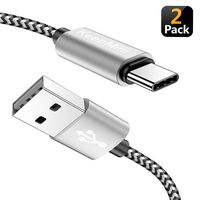 KeepMini USB Type C Cable 2 Pack Fast Charger USB A 2.0 to USB-C Nylon Braided USB C Data Cable Compatible Samsung Galaxy S10 S9 S8 Plus Note 9 8,Apple New,Nintendo (2-Pack 6FT) - Black
