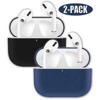 ADWLOF Compatible for AirPods Pro Case, Wireless Charging Supporting, Shockproof Protective Silicone Cover Skin for AirPods Pro Charging Case Series 3,Black&Dark Blue