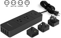 PowerBear International Travel Adapter Power Strip with 2 AC Outlets & 4 USB Ports