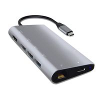 Aluminum USB-C Pass Through Multi-Port Adapter 4K HDMI, Gigabit Ethernet, SD/Micro Card Readers, USB 3.0 - Compatible with MacBook Pro and More