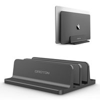 [Updated Dock Version] Vertical Laptop Stand, OMOTON Double Desktop Stand Holder with Adjustable Dock (Up to 17.3 inch), Fits All MacBook/Surface/Samsung/HP/Dell/Chrome Book (Black)