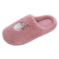 Wadonerful Women Men Winter Home Slippers Plus Velvet Home Shoes Non-Slip Bedroom Indoor Plush Cute Animal Print Slipper (9.5-10.5, Watermelon Red)