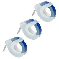 SuperInk 3 Pack White on Blue Label Compatible for Dymo 3D Plastic Emobssing Tape 520106 Self-Adhesive Waterproof Durable Labeling use in Dymo Organizer Xpress, Office-Mate II Printer (3/8'' x 9.8ft)