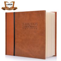 Magnetic Self-Stick Page Photo Album,Unique Luminous Line,Wedding Photo Album,Baby Growth,Family Album, Leather Cover, Housewarming,Anniversary DIY Albums Holds 3X5,4X6,5X7,6X8,8X10 Photos (Big-brown)