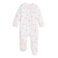 Burt's Bees Baby Baby Sleep & Play, Organic Pajamas, NB-9M One-Piece Zip Up Footed PJ Jumpsuit, Graceful Swan, 3-6 Months
