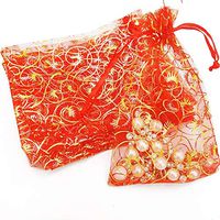 Outdoorfly 50PCS Organza Bags 4x6 Inches Drawstring Gift Bags Jewelry Pouches Drawstring Bags Candy Chocolate Wedding Party Christmas Baby Favor Prensent Bags(Red Eyelash)